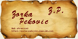 Zorka Peković vizit kartica